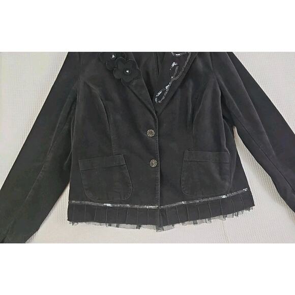 West Pacific ~Woman Size L~ Brown Velvet Embellished Blazer Jacket Unlined. - Picture 11 of 16